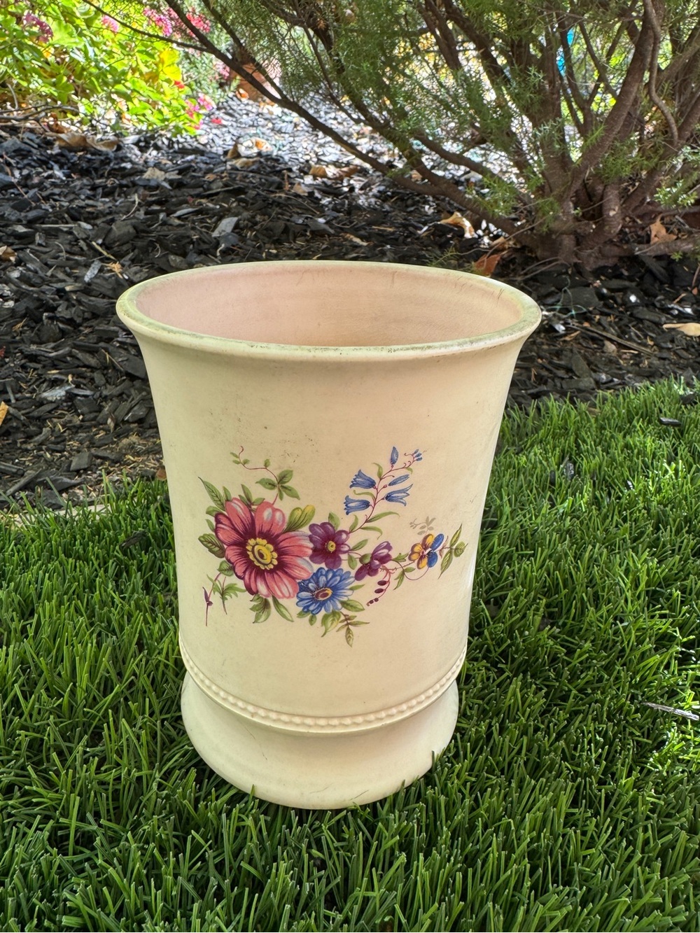 Vintage 1960s Axe Vale Pottery English Floral Ceramic Vase Planter